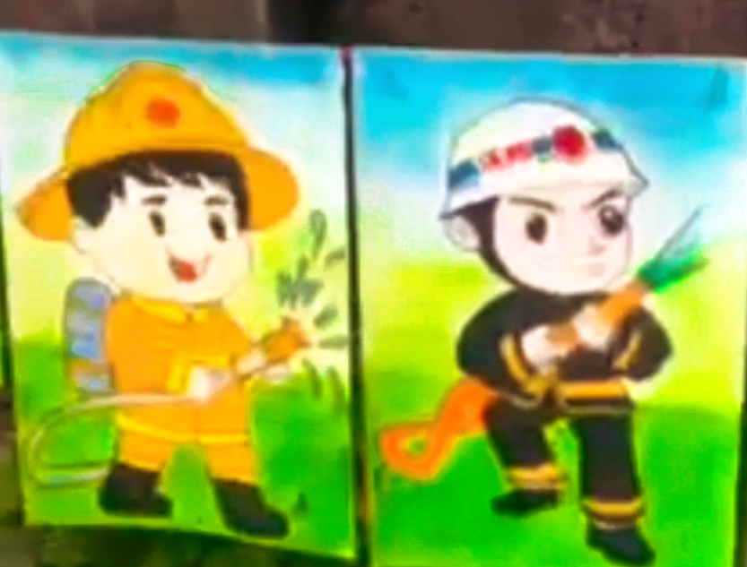孩子作画 干部唱戏 群众受益——隆回大岭村森林防火有声有色