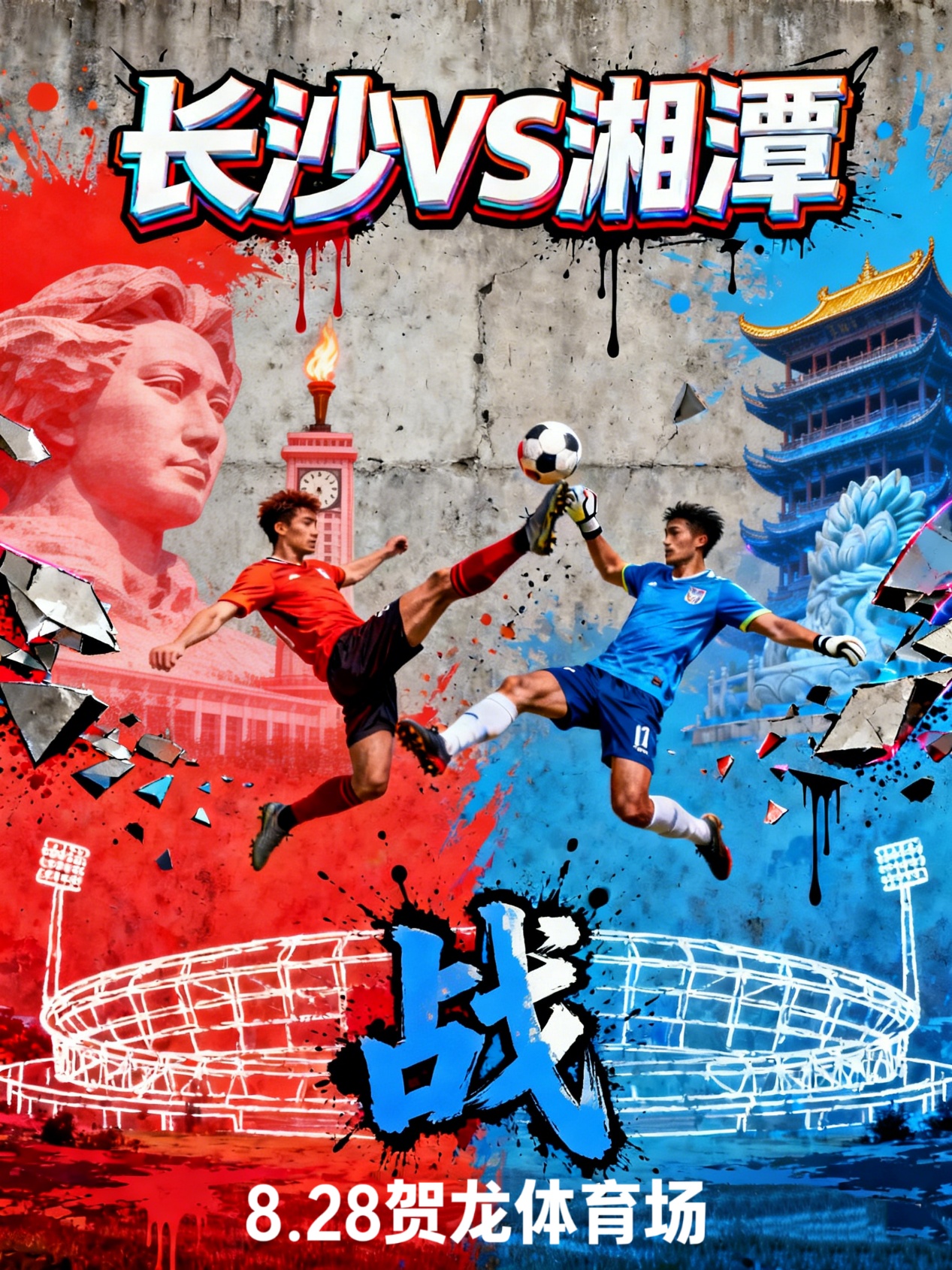 绿茵上演长潭对话！8月28日贺龙体育场见证湘超长沙 VS 湘潭强强较量