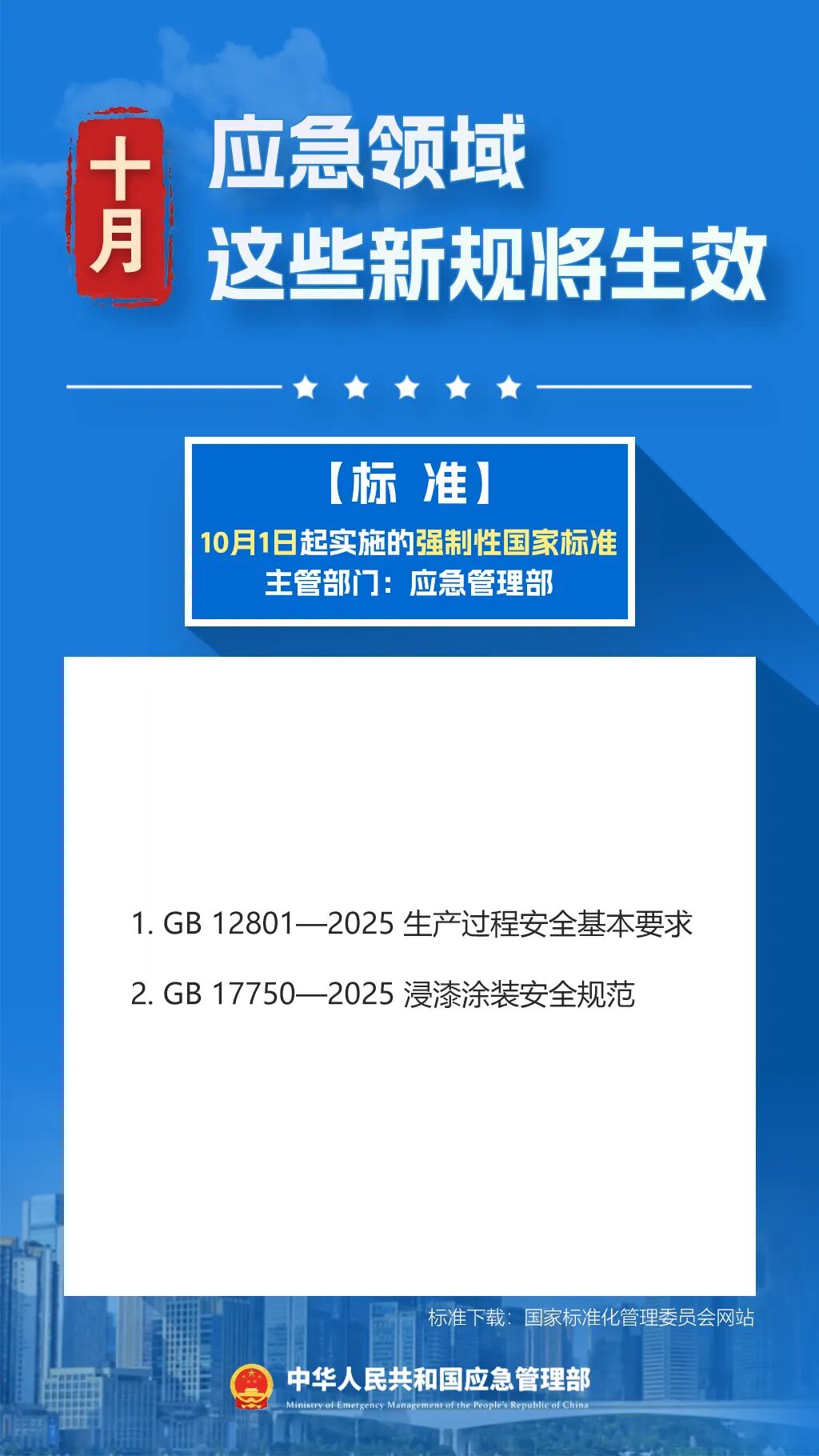 10月起,这些应急领域新规将生效!