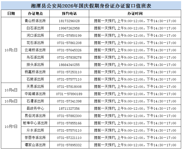 湘潭公安最新发布!假期办证,看这里→