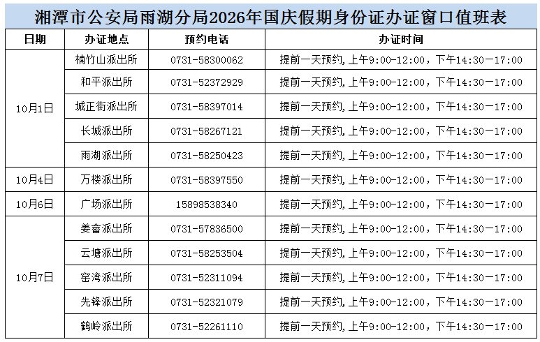 湘潭公安最新发布!假期办证,看这里→
