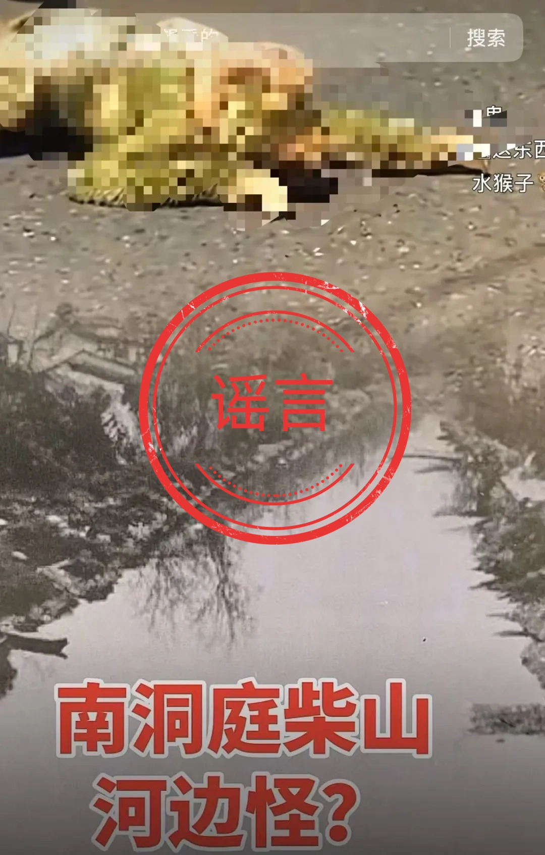 警方辟谣“南洞庭柴山河边怪视频”：实为用AI剪辑拼接的“树懒”画面，当事人已被行政处罚