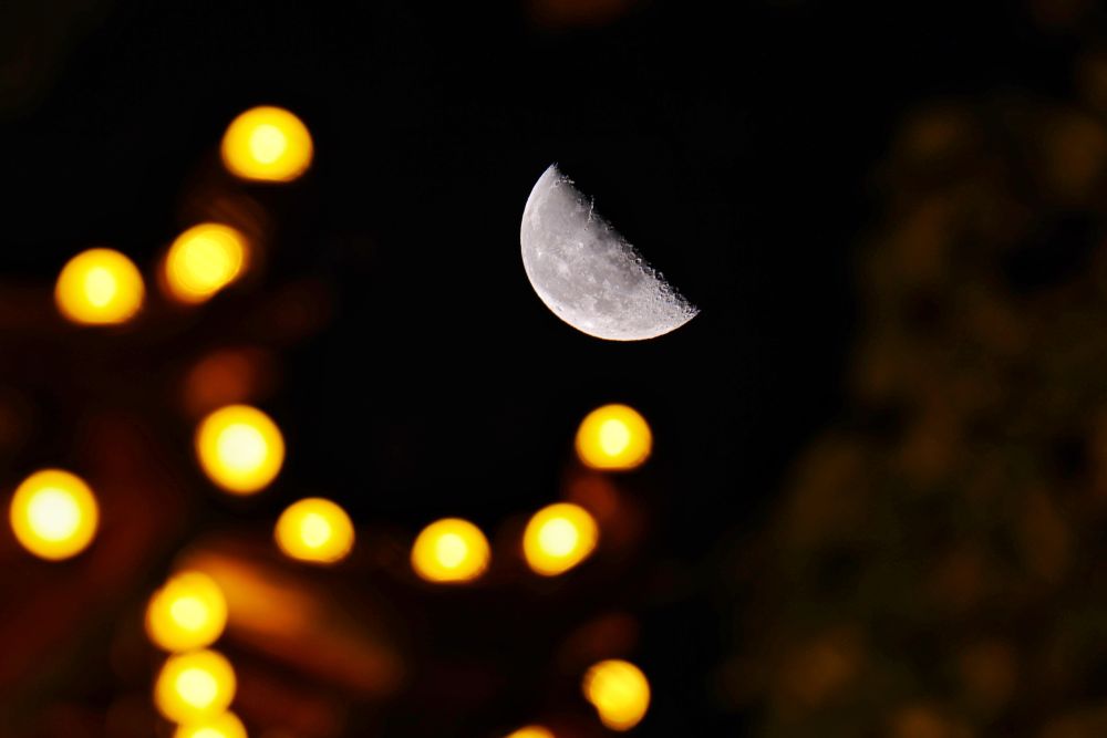 年度最大下弦月“爬上”夜空
