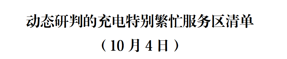 10月4日，预计这30个服务区充电特别繁忙