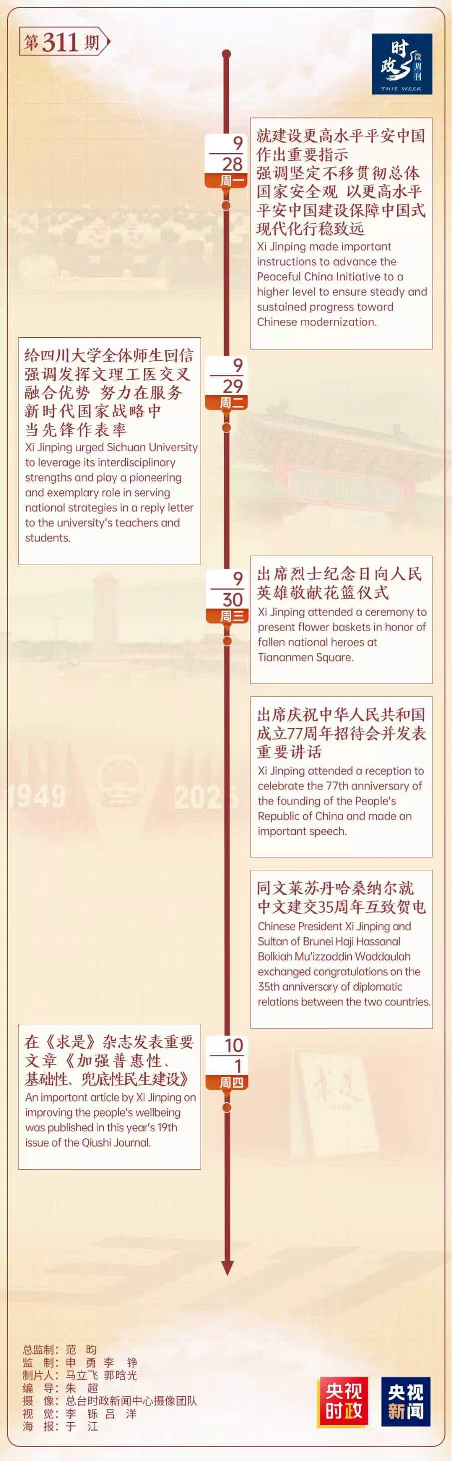 时政微周刊丨总书记的一周（9月28日—10月4日）