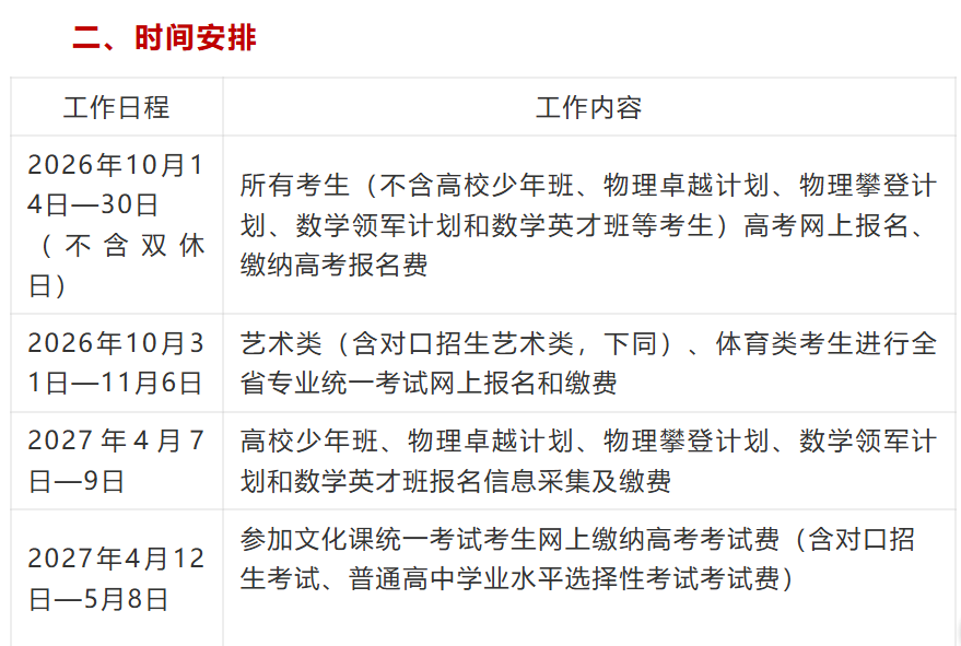 邵阳市2027年普通高等学校招生考试报名公告