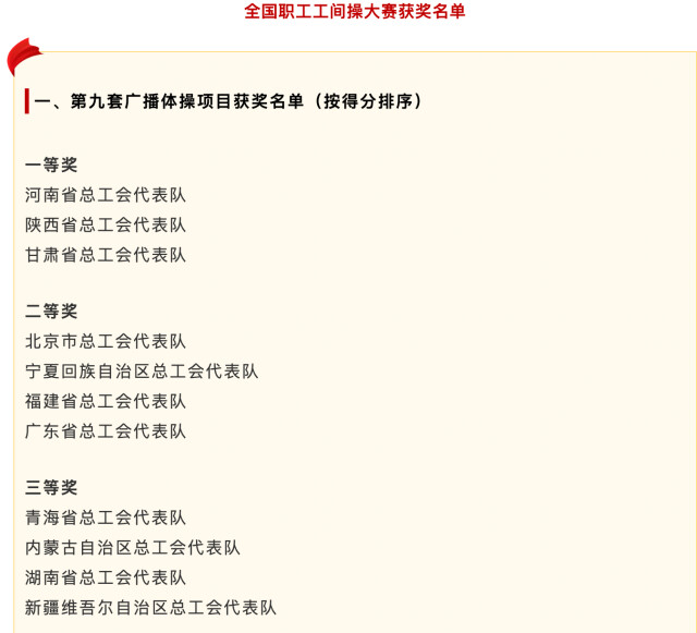 工间操大比赛 湖南全国第三