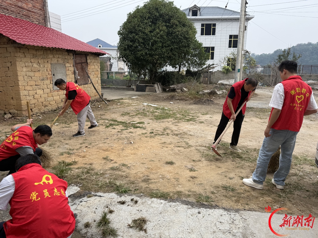 衡阳市南岳区黄竹小学党支部开展志愿服务为退休教师打扫庭院