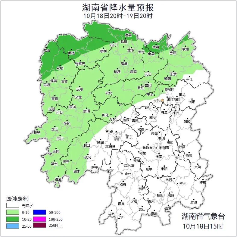 今晚至明天湘西、湘北阵雨 明晨湘中局地有雾