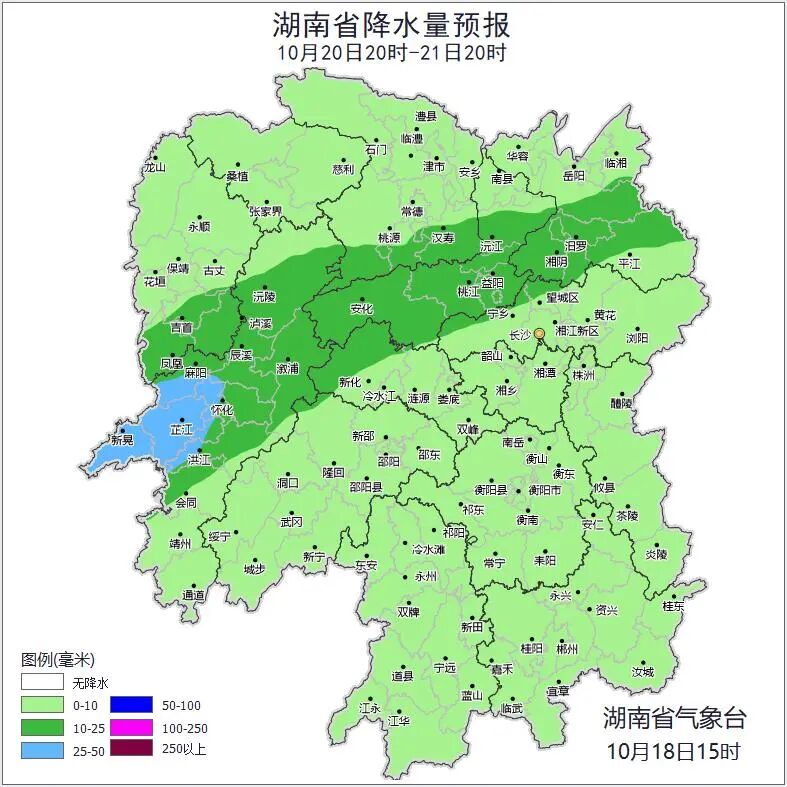 今晚至明天湘西、湘北阵雨 明晨湘中局地有雾