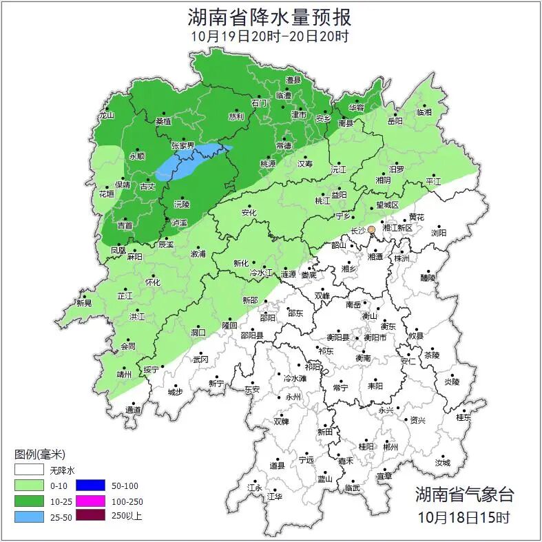 今晚至明天湘西、湘北阵雨 明晨湘中局地有雾