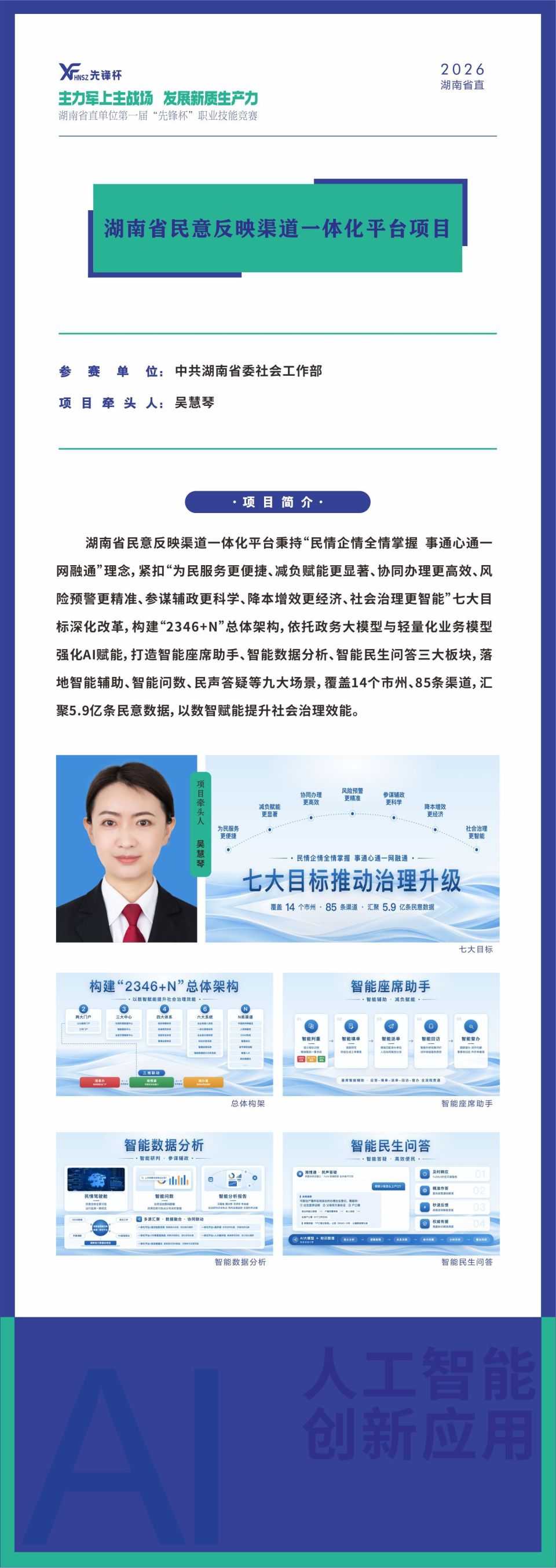 湖南省直首届“先锋杯”人工智能创新应用决赛即将开赛,15个入围项目亮点提前看