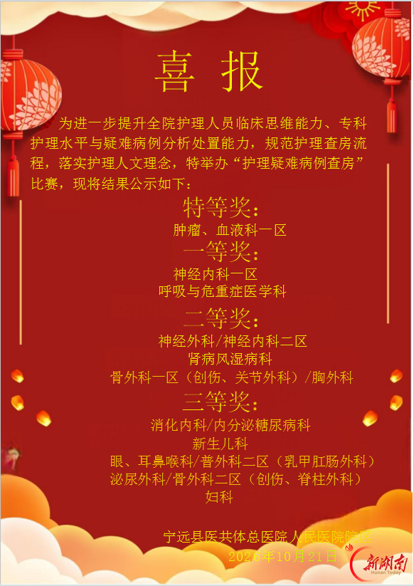 宁远县医共体总医院人民医院院区成功举办护理疑难病例查房比赛
