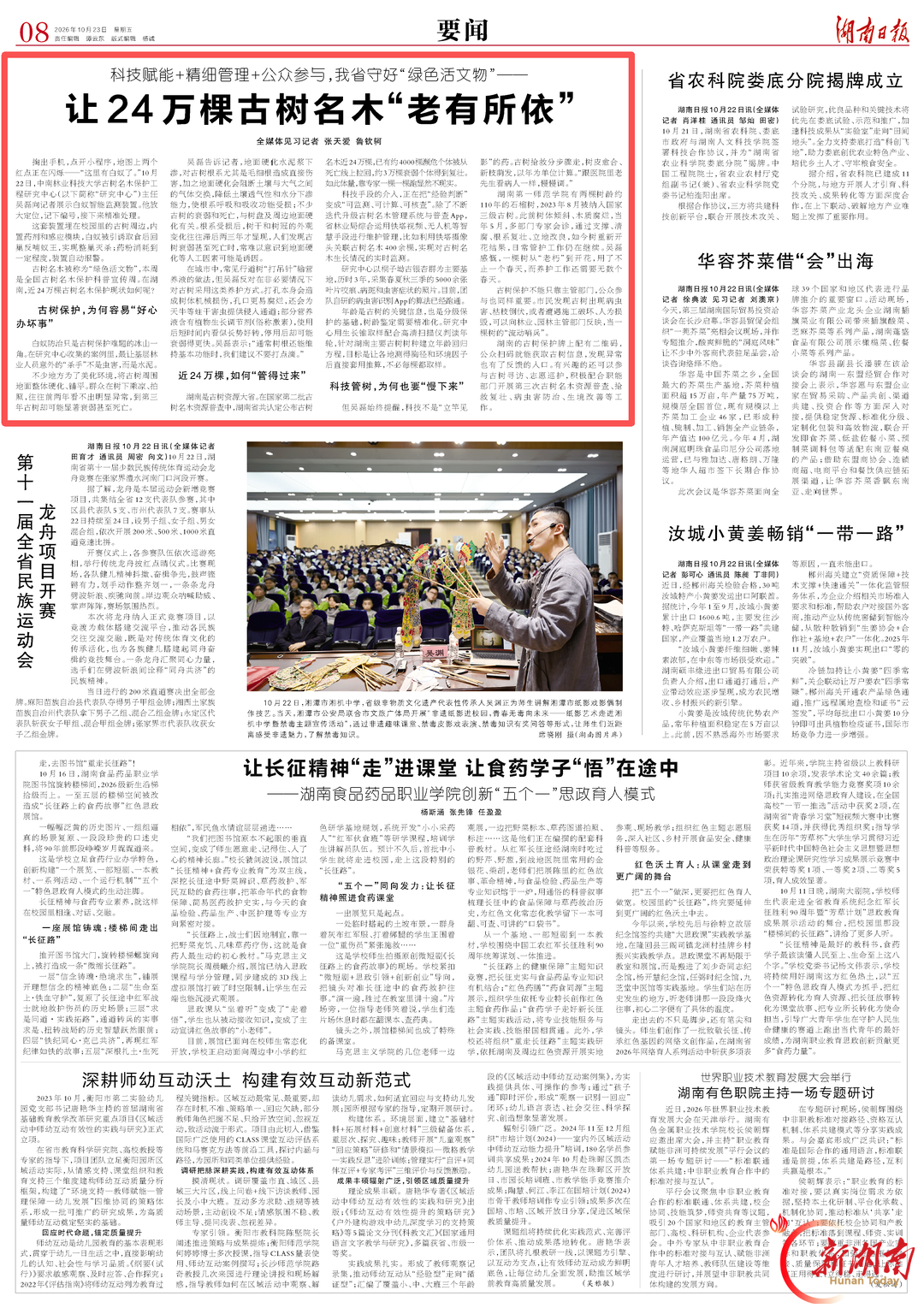 湖南守好“绿色活文物” 让24万颗古树名木“老有所依”