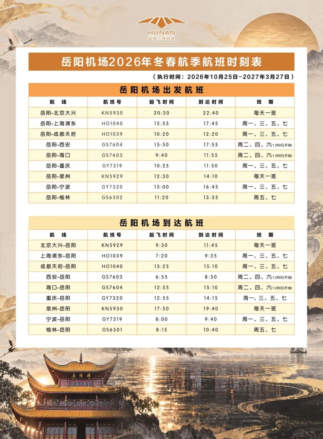 有你想去的吗？岳阳机场将开启新航季，直飞多个城市！