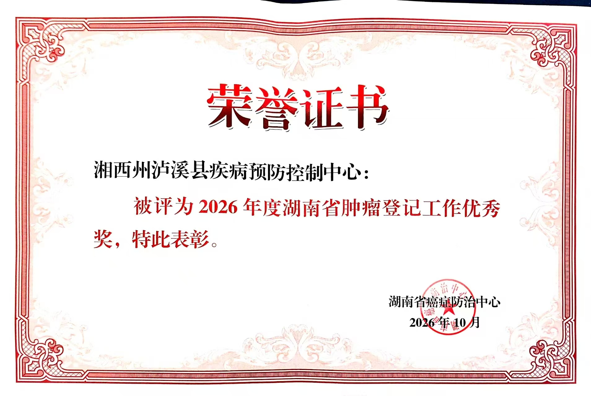 喜报!湘西州荣获全省肿瘤登记多项表彰
