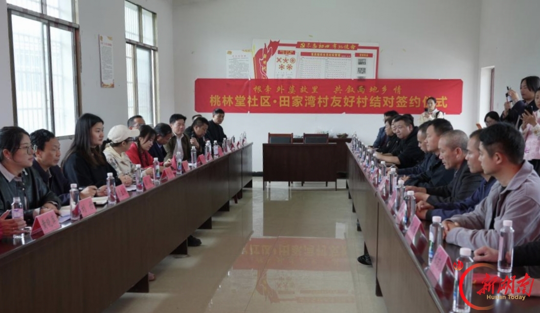 张雪外婆故里涟源桃林堂社区，与麻阳田家湾村签约结对