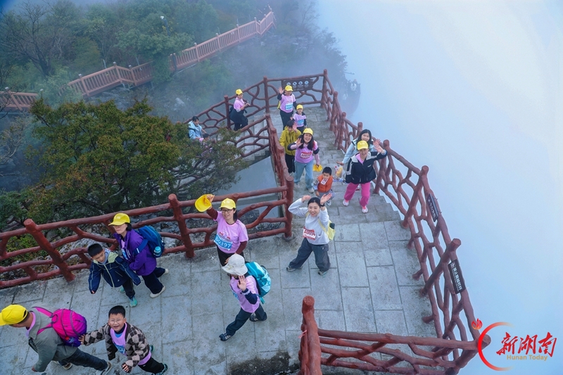 云端遛娃!3200余人徒步张家界七星山
