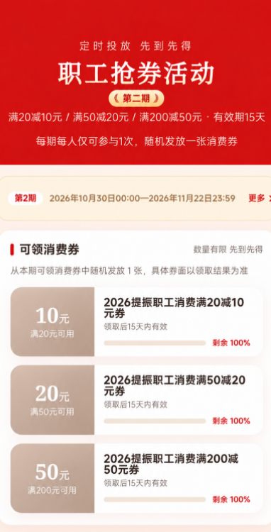 即抢即用!湖南工会1200万消费券活动第二期来了,10月30日10点准时开抢~
