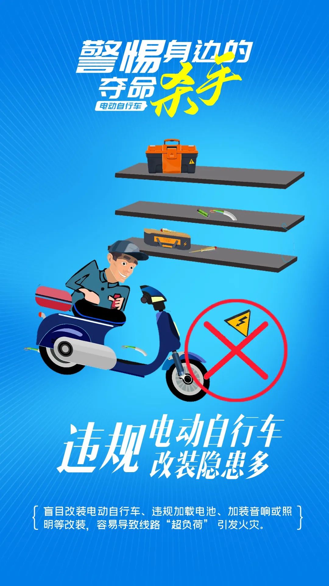 违规停放电动车引火灾,行拘7日!
