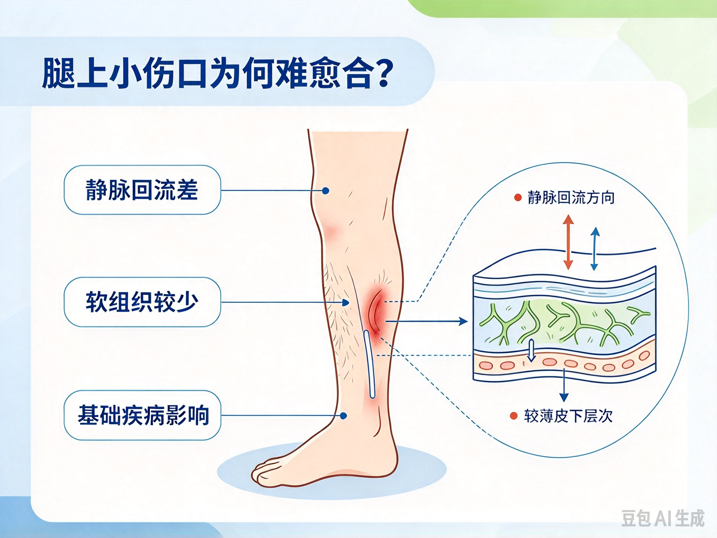 腿上小伤口为何迟迟不愈合?专家:警惕下肢循环障碍
