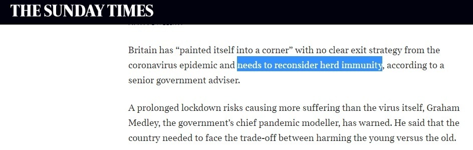 英国专家：封城不解决问题，应重新考虑群体免疫