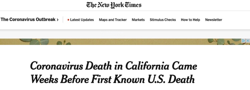 真相丨美国早期新冠肺炎病例病亡时间提前 社区传播早已开始