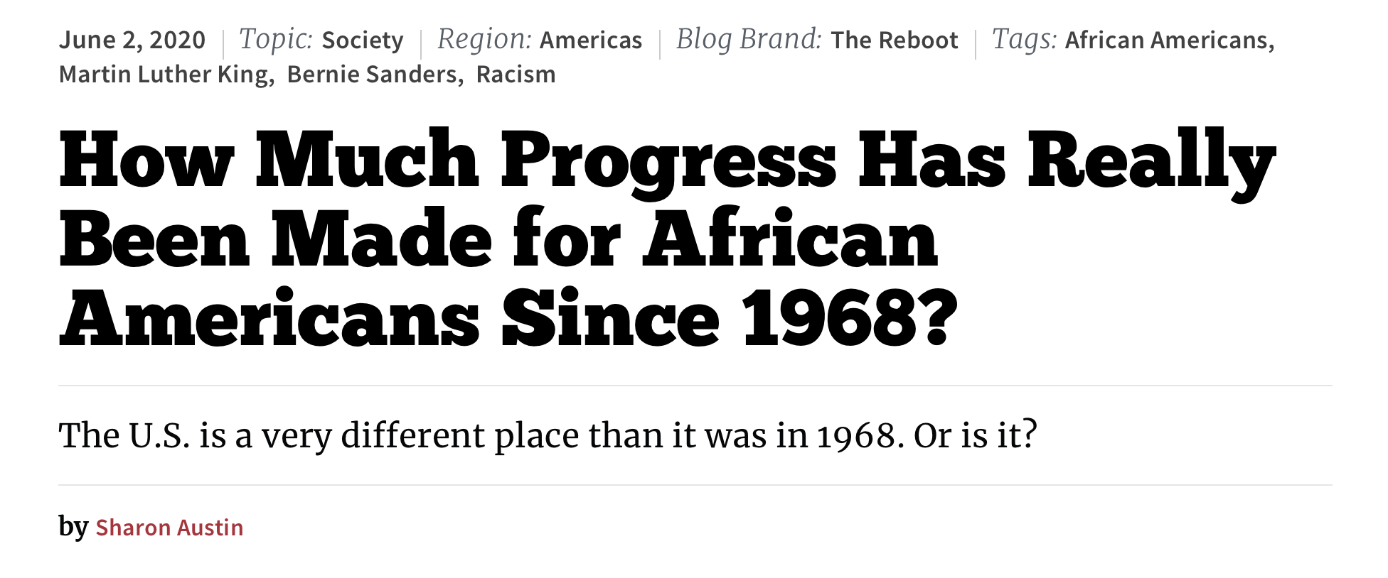 从“我有一个梦想”到“我不能呼吸”：美国种族歧视问题究竟有何改善？