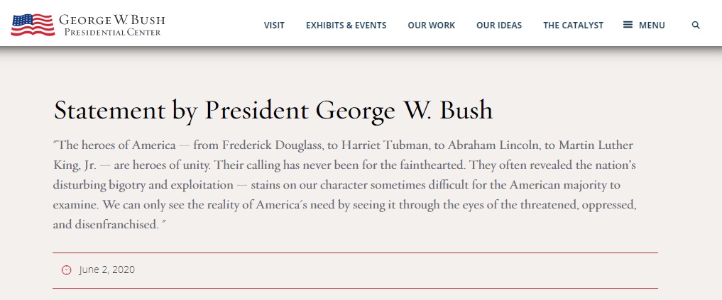 美国四任前总统齐发声 呼吁反思国家的悲剧性失败