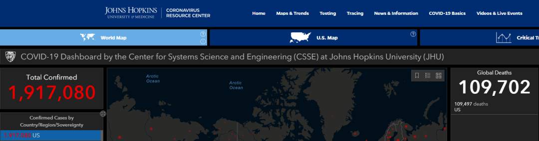 美国新冠肺炎确诊病例超过191万例