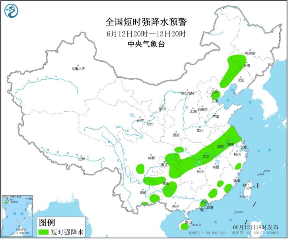 蓝色预警！全国12个省区市有8到10级雷暴大风
