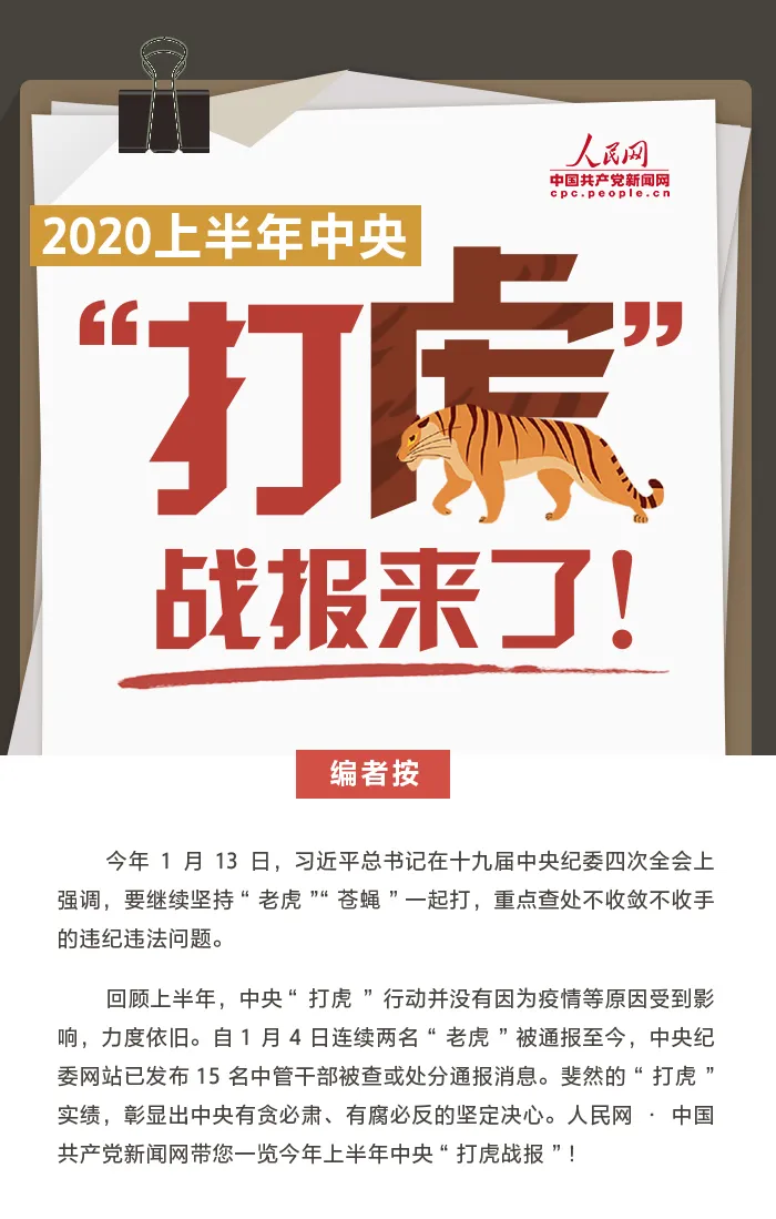 2020上半年中央“打虎战报”