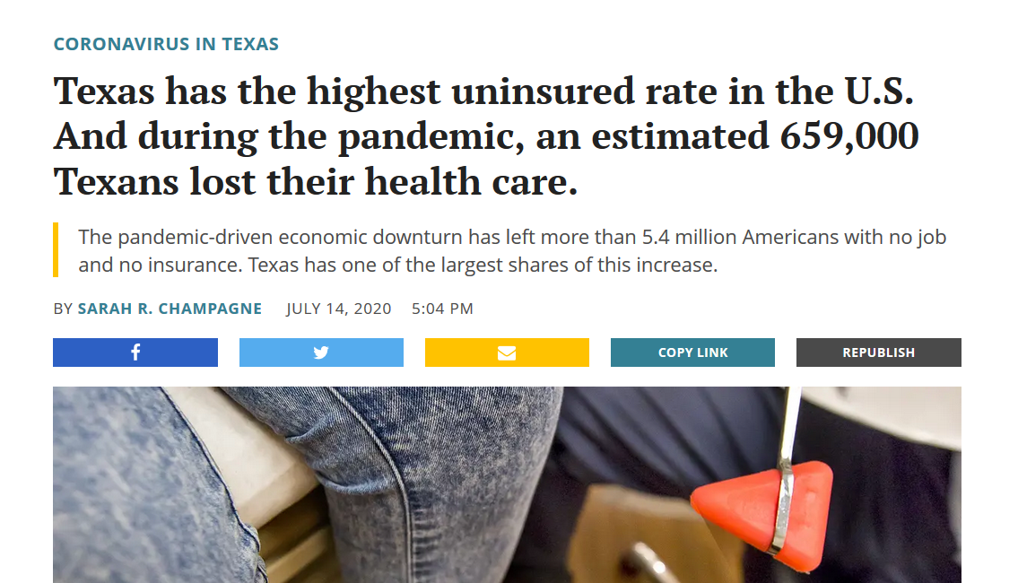 北美观察丨540万美国人因疫情失去医疗保险 联邦政府坐视不管