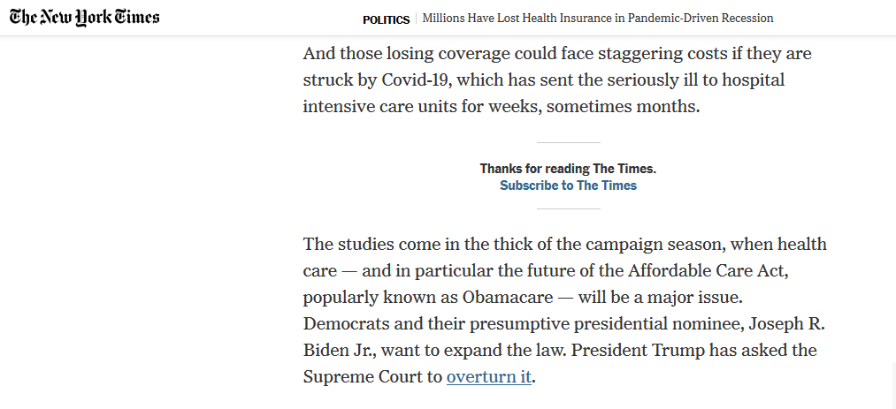 北美观察丨540万美国人因疫情失去医疗保险 联邦政府坐视不管