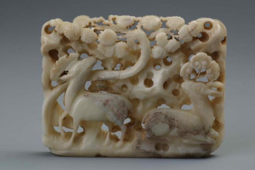 中国　玉石白玉彫刻　玉器　玉壁　玉飾　玉珮　M　R5484ご了承ください