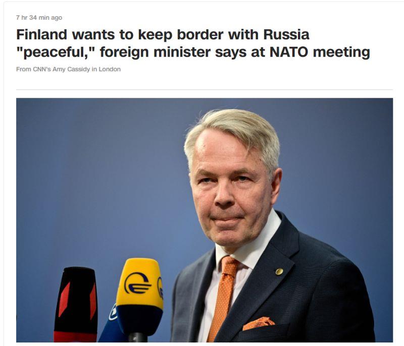 芬兰外长：芬兰希望保持与俄罗斯边界“和平”