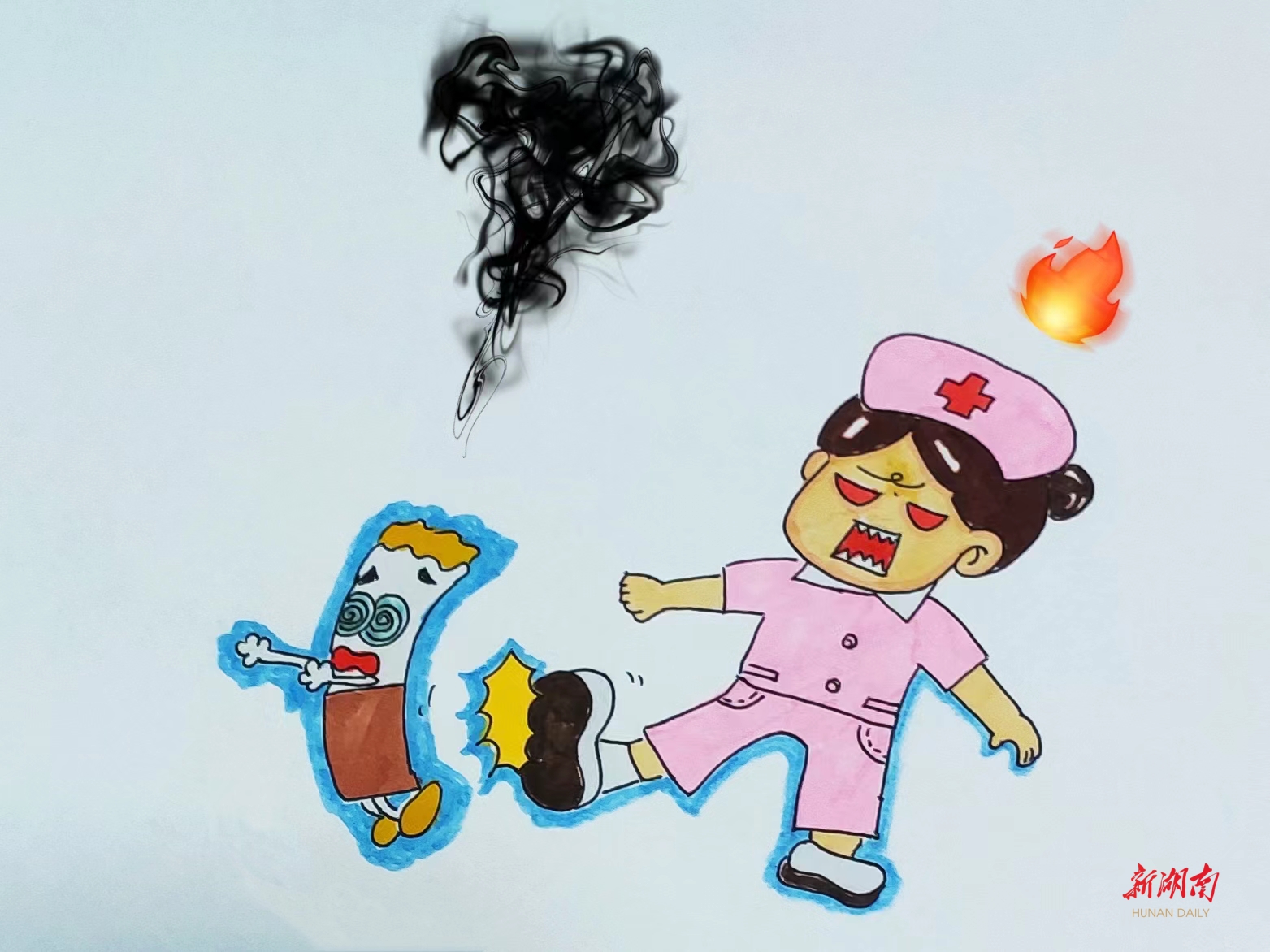 儿科护士手绘漫画邀您对烟草说no