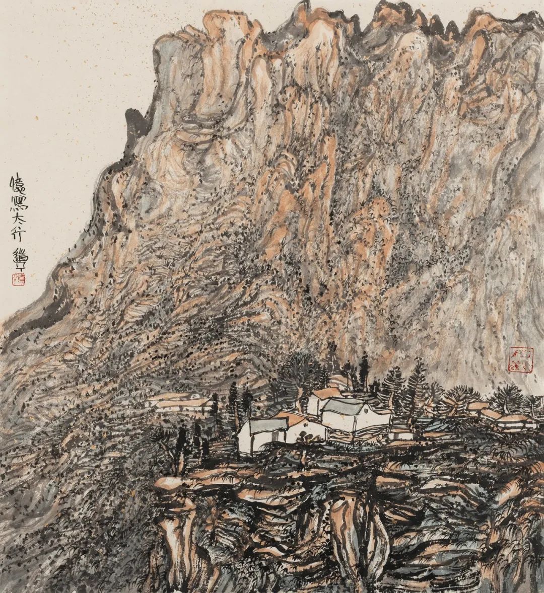 忆写太行王金石 山水写生一范扬 九华山画雨中月身宝殿香火正旺朱训德